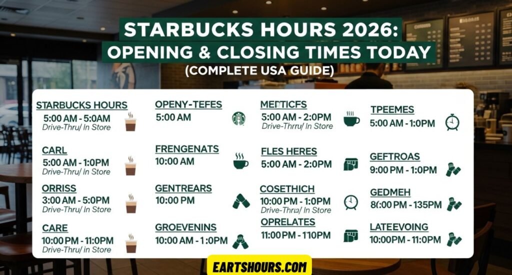 Starbucks Hours 2026: Opening & Closing Times Today